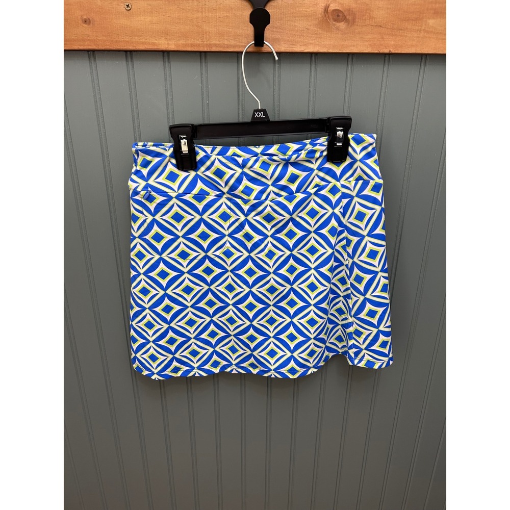 Lulu-B Blue Green Geometric Diamond Print Athletic Golf Tennis Skort XS